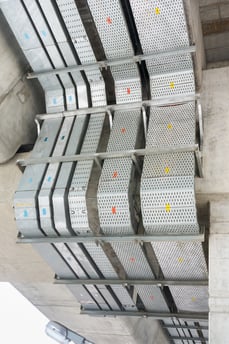 Cable tray installed on building