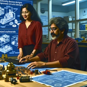 two electrical engineers exemplifying efficiency and precision in machine design